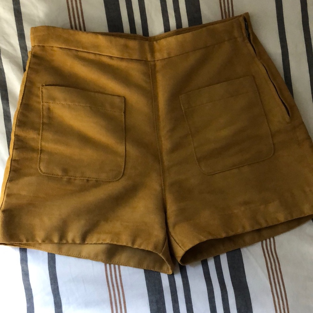 Tan suede shorts
